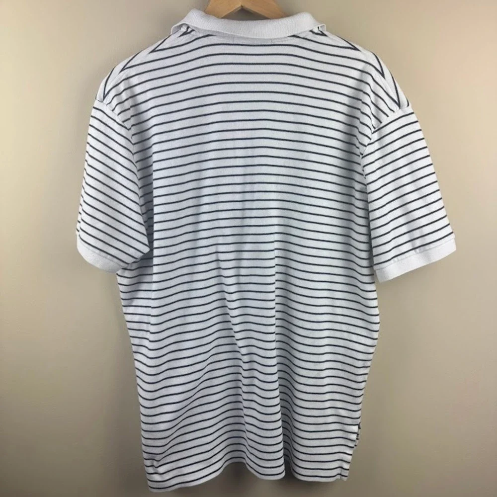 Polo Ralph Lauren XL Striped Polo Shirt White Navy Blue Short Sleeve 100% Cotton